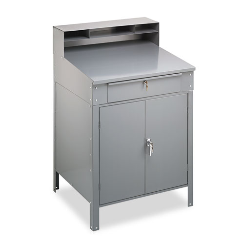 Picture of Steel Cabinet Shop Desk, 34.5" x 29" x 53", Medium Gray