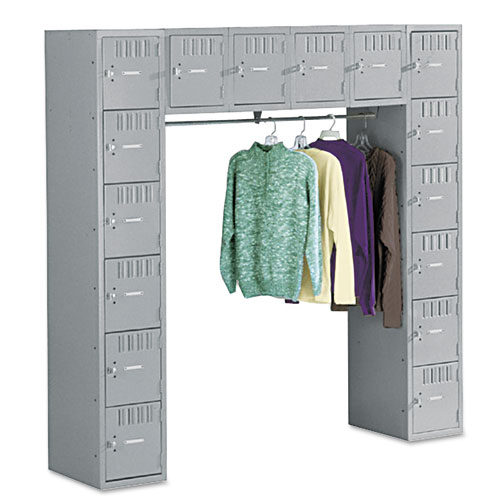 Picture of Sixteen Box Compartments and Coat Bar, 72w x 18d x 72h, Medium Gray