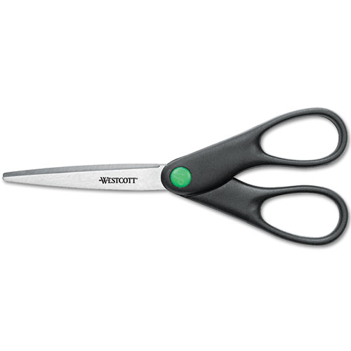 Picture of KleenEarth Scissors, Pointed Tip, 7" Long, 2.75" Cut Length, Black Straight Handle