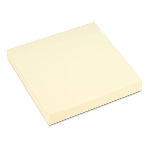Picture of Recycled Self-Stick Note Pads, 3" x 3", Yellow, 100 Sheets/Pad, 18 Pads/Pack