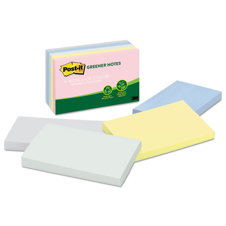 Post-It Recycled 3 x 5 Notepads-Assorted Helsinki Colors